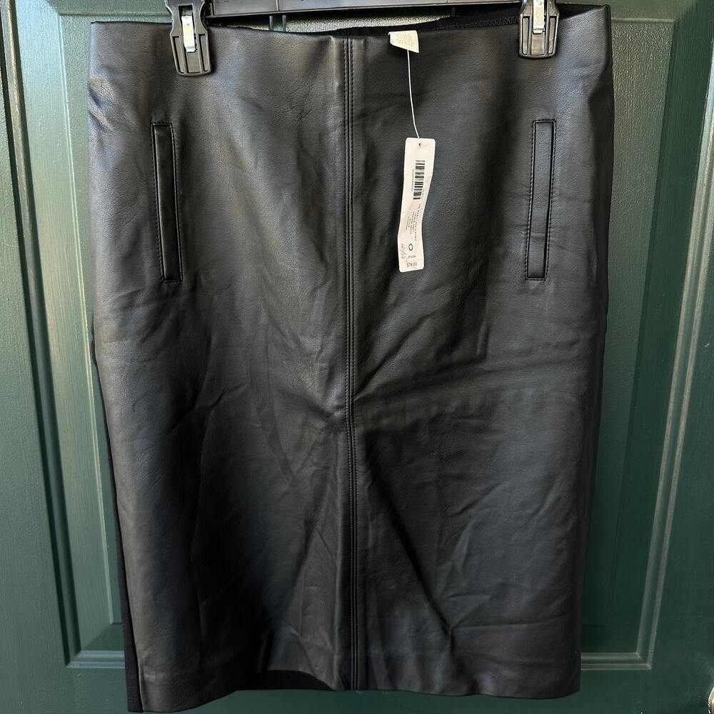 NWT Chico’s Juliet Faux Leather Pencil Skirt Black Size 0 (4) Small Office Chic